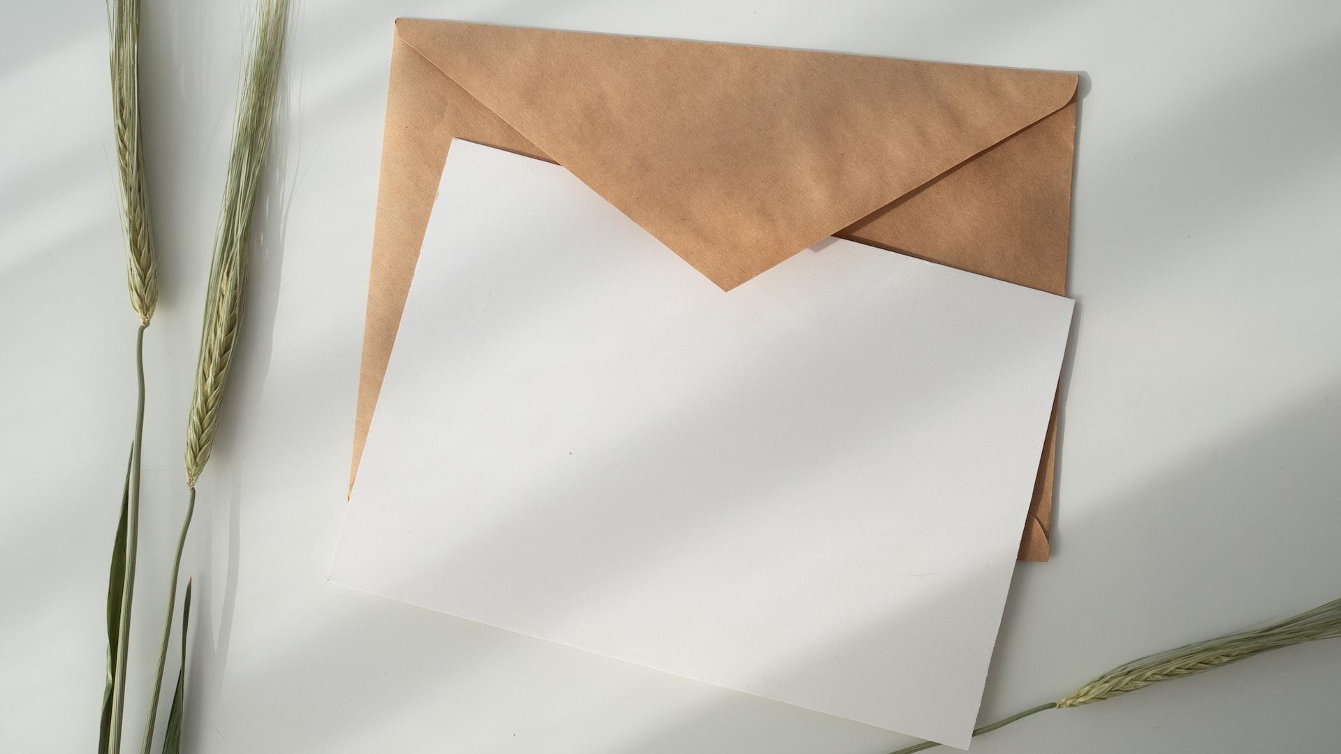 white paper and brown envelope
