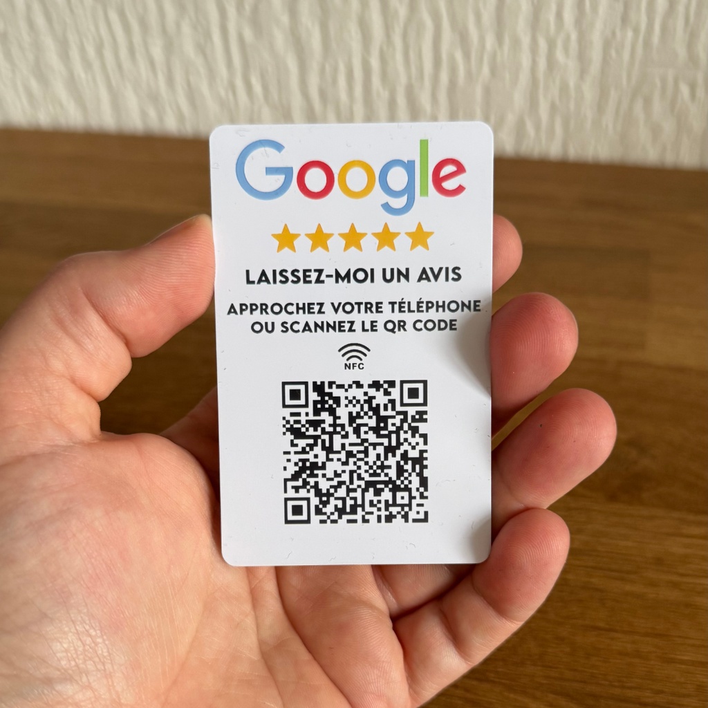 Carte Avis Google NFC + QRcode